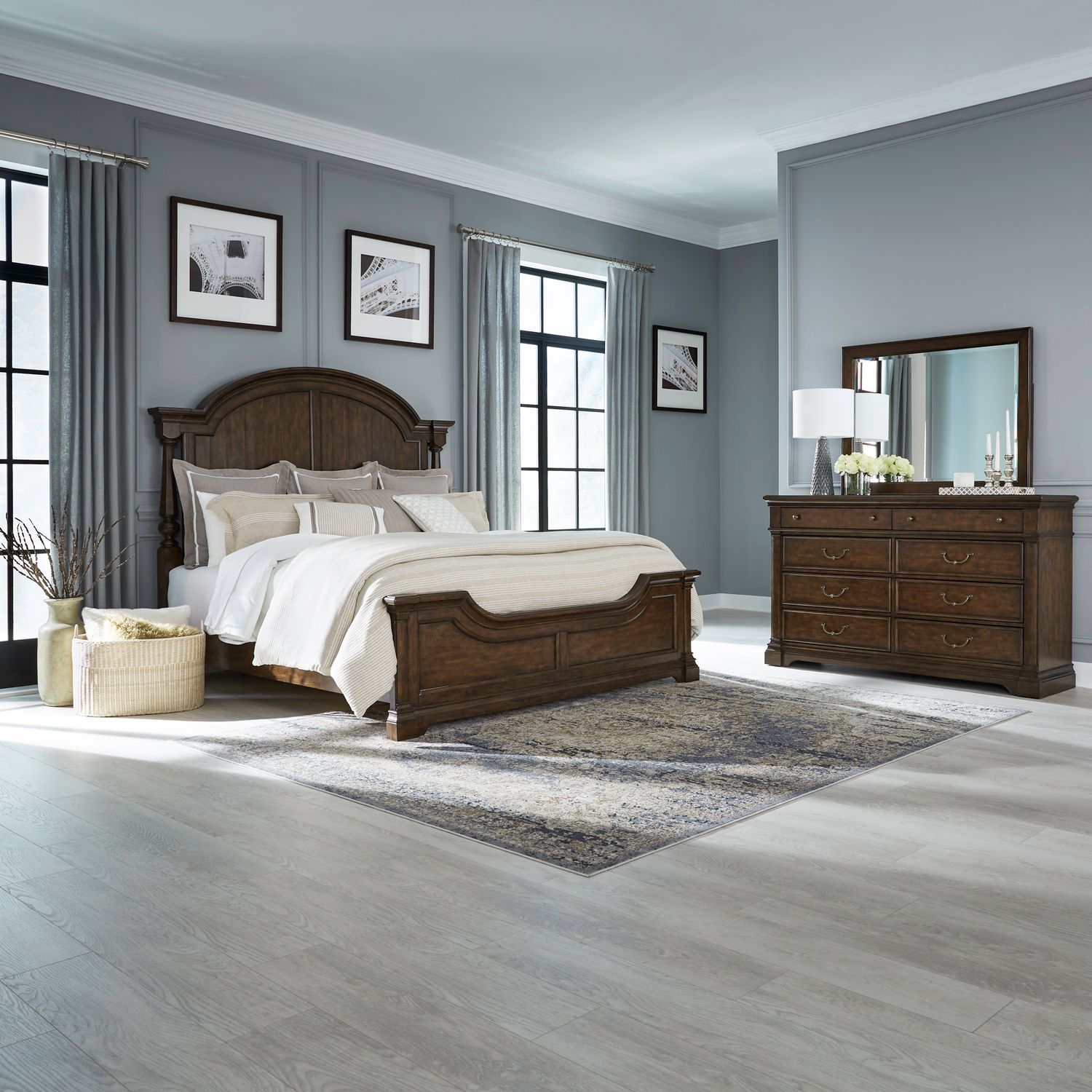 Arden Road Queen Poster Bed, Dresser & Mirror 512BRQPSDM