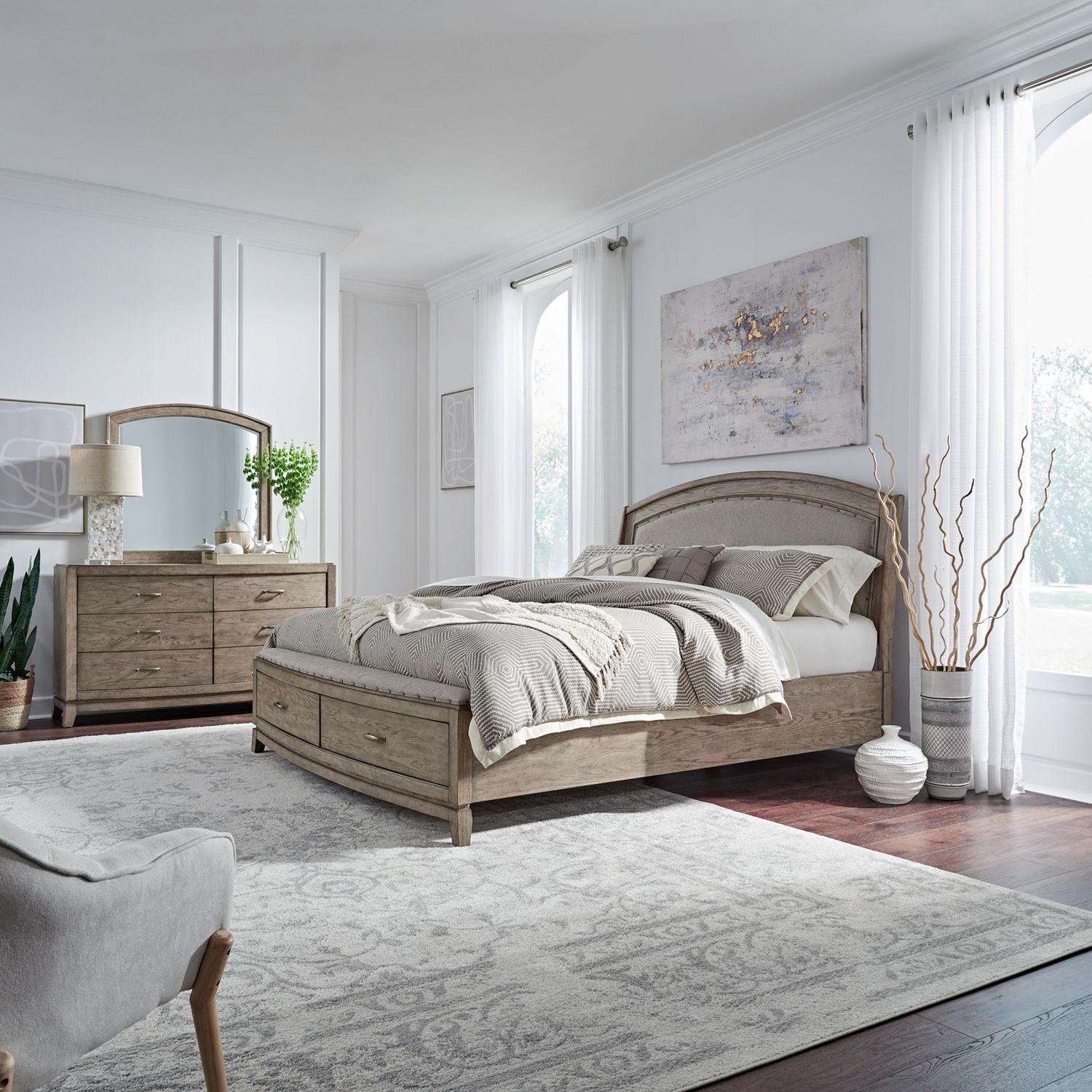 Avalon King Uph Storage Bed, Dresser & Mirror 805BRKUSDM